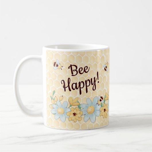 Whimsical Bee Happy Koffiemok (Links)