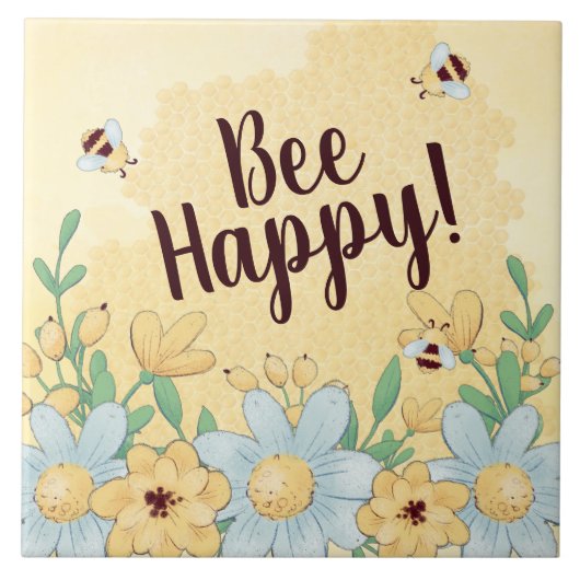 Whimsical Bee Happy Tegeltje (Voorkant)