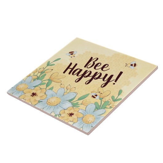 Whimsical Bee Happy Tegeltje (Zijkant)