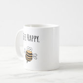 Whimsical Bee Happy Word-Mok Koffiemok (Voorkant links)