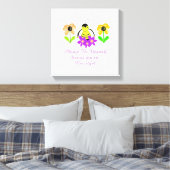 Whimsical Bee met bloemen en Gezegde Canvas Afdruk (Insitu (Slaapkamer))
