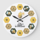 Whimsical Bee Sunflower and Honeycomb Grote Klok (Voorkant)