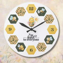 Whimsical Bee Sunflower and Honeycomb Grote Klok