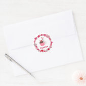 Whimsical Bee, White Bunny, Roze Cupcake Ronde Sticker (Envelop)