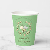 Whimsical Bee WreatBaby shower Papieren Bekers (Voorkant)