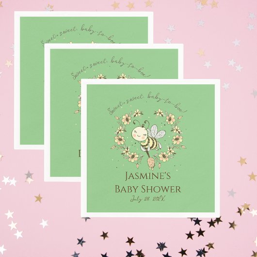 Whimsical Bee WreatBaby shower Servet