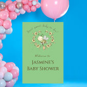 Whimsical Bee WreatBaby shower Welcome Sign Poster