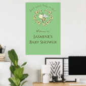 Whimsical Bee WreatBaby shower Welcome Sign Poster (Thuiskantoor)