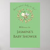 Whimsical Bee WreatBaby shower Welcome Sign Poster (Voorkant)