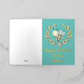 Whimsical Bee Wreath Birthday Folie Wenskaart (Buiten Laag)