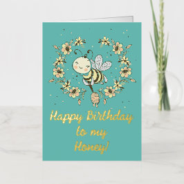Whimsical Bee Wreath Birthday Folie Wenskaart