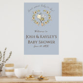 Whimsical Bee Wreath Co-Ed Baby shower Welcome Poster (Keuken)