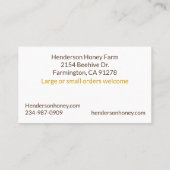 Whimsical Beer met Honey Jar Honey Visitekaartje (Achterkant)