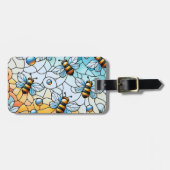Whimsical Bees Stain Glass Design Bagagelabel (Voorkant horizontaal)