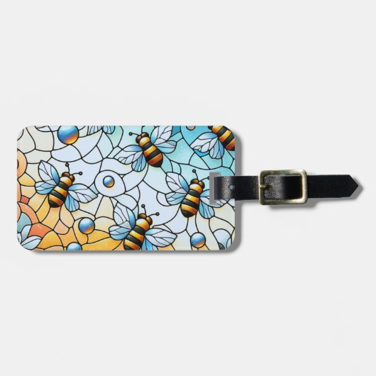 Whimsical Bees Stain Glass Design Bagagelabel (Voorkant horizontaal)