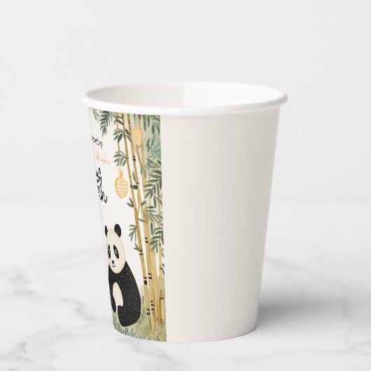 Whimsical Beige Bamboe en Panda Verjaardagsfeest Papieren Bekers (Links)