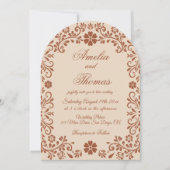 Whimsical beige bruin bloem Bruiloft Kaart (Voorkant)