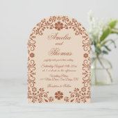 Whimsical beige bruin bloem Bruiloft Kaart (Staand voorkant)