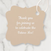 Whimsical Beige Hart Script Trouw Bruiloft Bedankjes Labels (Achterkant)