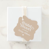 Whimsical Beige Hart Script Trouw Bruiloft Bedankjes Labels (In situ)