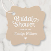 Whimsical Beige Hart Script Trouw Bruiloft Bedankjes Labels (Voorkant)
