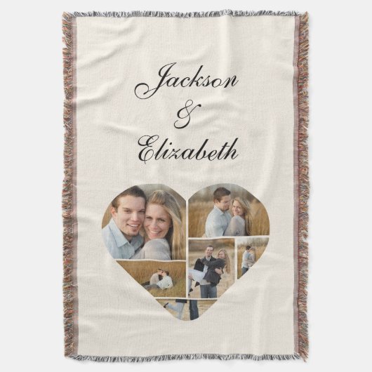 Whimsical Beige Heart Fotocollage gepersonaliseerd Deken (Voorkant Verticaal)