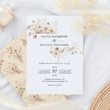 Whimsical Beige Meadow Wildflower Lijst Bruiloft