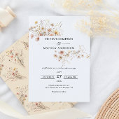 Whimsical Beige Meadow Wildflower Lijst Bruiloft Kaart