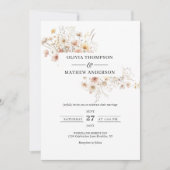 Whimsical Beige Meadow Wildflower Lijst Bruiloft Kaart (Voorkant)