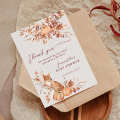 Whimsical Beige Rustic Fox Pumpkin Bedankkaart