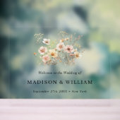 Whimsical Beige Wildflower Bruiloft Welkomstbord Acryl Bord (Neutraal)