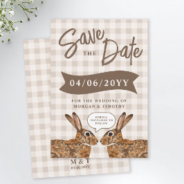 Whimsical Beige Woodland Hare Bunny Save The Date