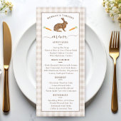 Whimsical Beige Woodland Hare Wedding Menu Card