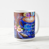 Whimsical Beker van Koffie Bloemen Love Blue Koffiemok (Voorkant rechts)