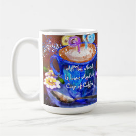 Whimsical Beker van Koffie Bloemen Love Blue Koffiemok