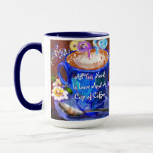 Whimsical Beker van Koffie Bloemen Love Blue