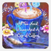 Whimsical Beker van Koffie Bloemen Love Blue