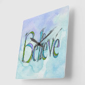 Whimsical Believe Hand-Lettering Vierkante Klok (Hoek)