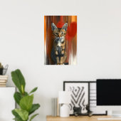 Whimsical Bengal Cat Portret op Hart Achtergrond Poster (Thuiskantoor)