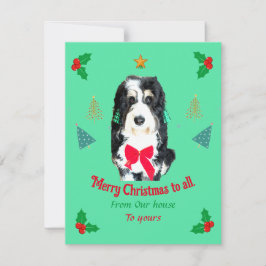 Whimsical Bernedoodle hond Kerstkaart