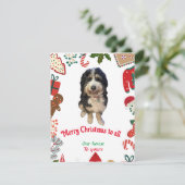 Whimsical Bernedoodle hond Kerstkaart (Staand voorkant)
