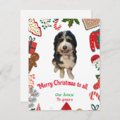 Whimsical Bernedoodle hond Kerstkaart (Voorkant / Achterkant)