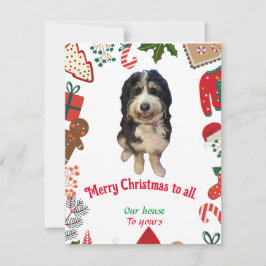 Whimsical Bernedoodle hond Kerstkaart