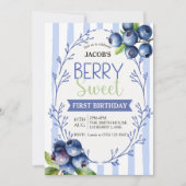 Whimsical Berry Sweet Blueberry Birthday Kaart (Voorkant)