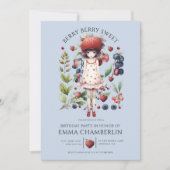 Whimsical Berry Sweet Girl's Verjaardagsfeestje Kaart (Voorkant)