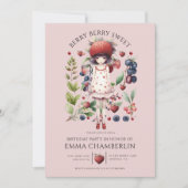 Whimsical Berry Sweet Girl's Verjaardagsfeestje Kaart (Voorkant)