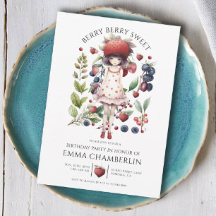 Whimsical Berry Sweet Girl's Verjaardagsfeestje Kaart