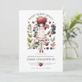 Whimsical Berry Sweet Girl's Verjaardagsfeestje Kaart (Staand voorkant)