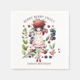 Whimsical Berry Sweet Girl's Verjaardagsfeestje Servet
