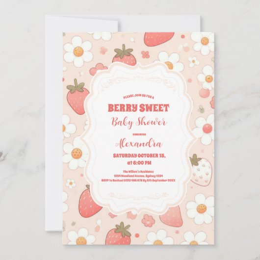 Whimsical Berry Sweet Pink Coquette Baby shower Kaart (Voorkant)